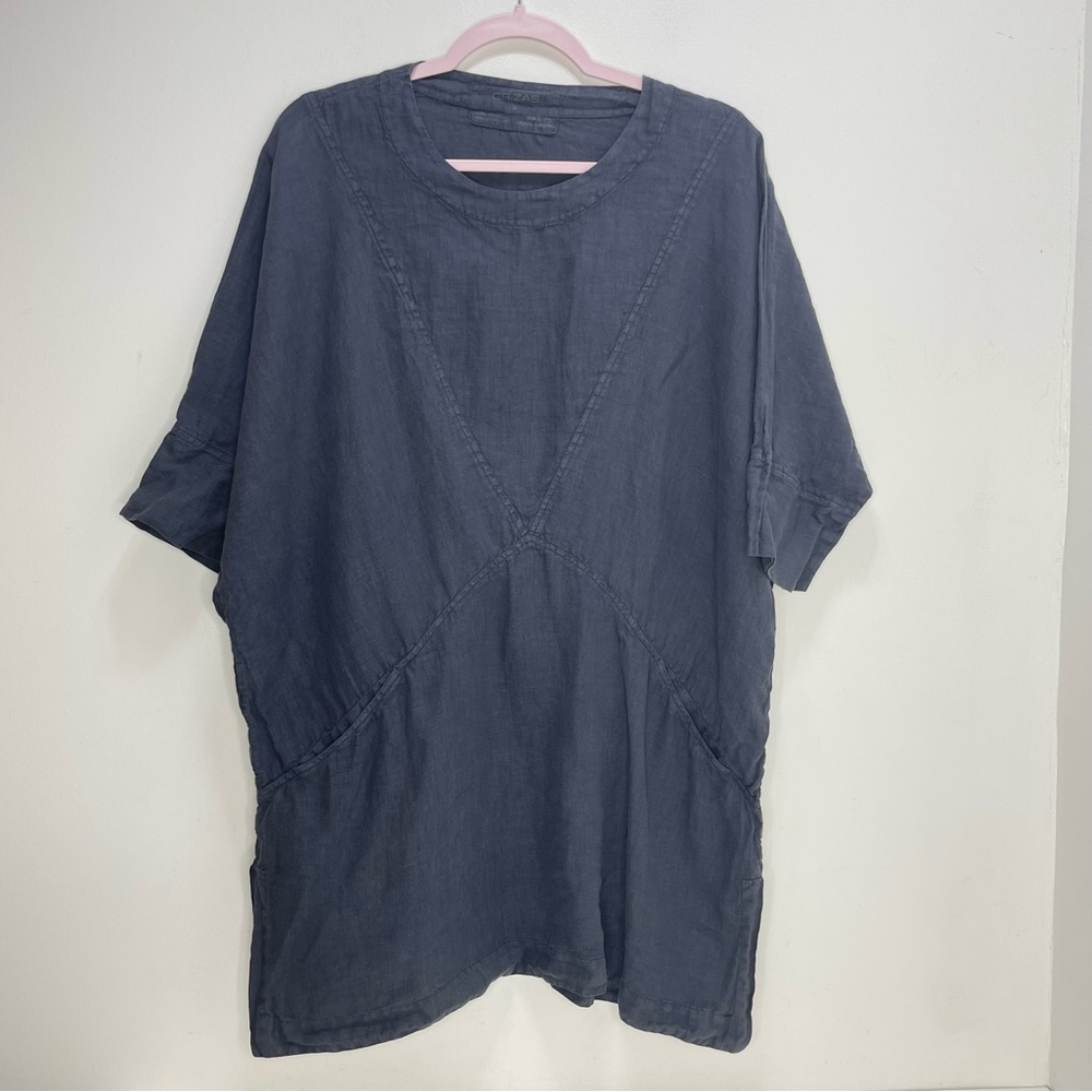 Grizas Linen Tunic Pockets navy blue